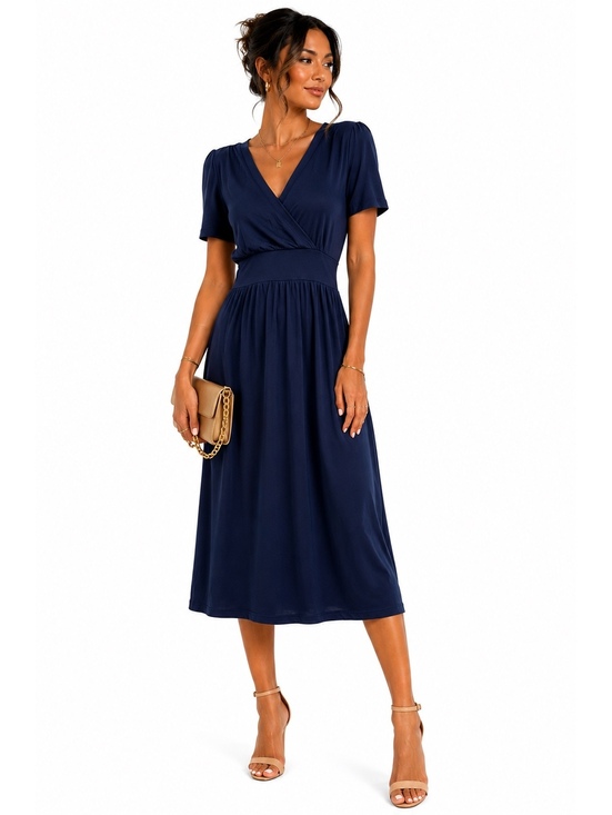 Dresses & Skirts - LL Bean Soft Stretchy Jersey Knit Pullover A-Line Navy Blue Dress-Size Medium